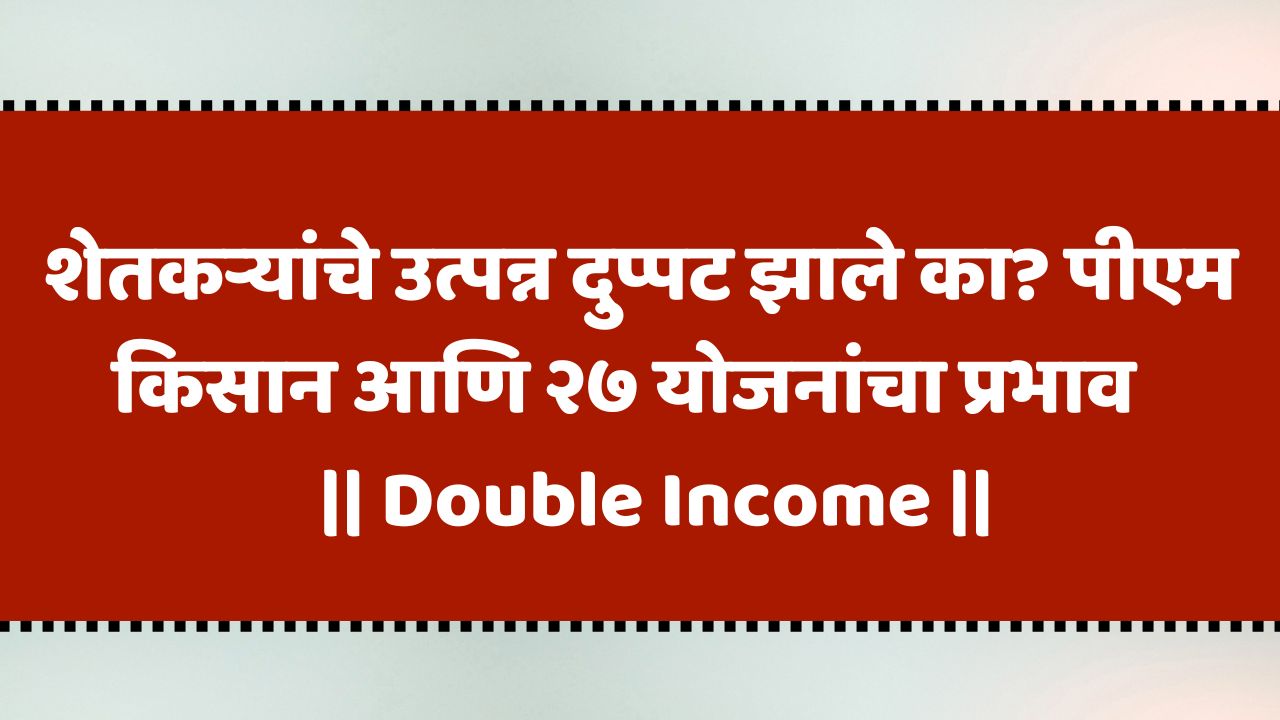 Double Income : पीएम किसानसह २७ योजनांमुळे शेतकऱ्यांचं उत्पन्न वाढलं?
